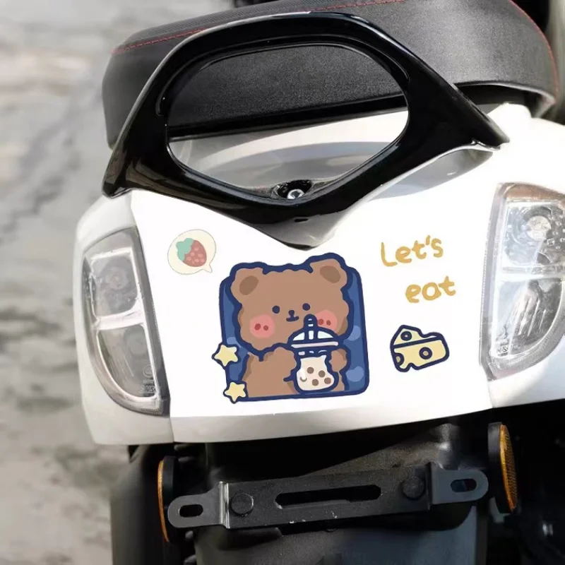 Cartoon Cute Little Bear Little Rabbit Electric Car Sticker Body Scratch Block Personalized Decoration Car Sticker Waterproof