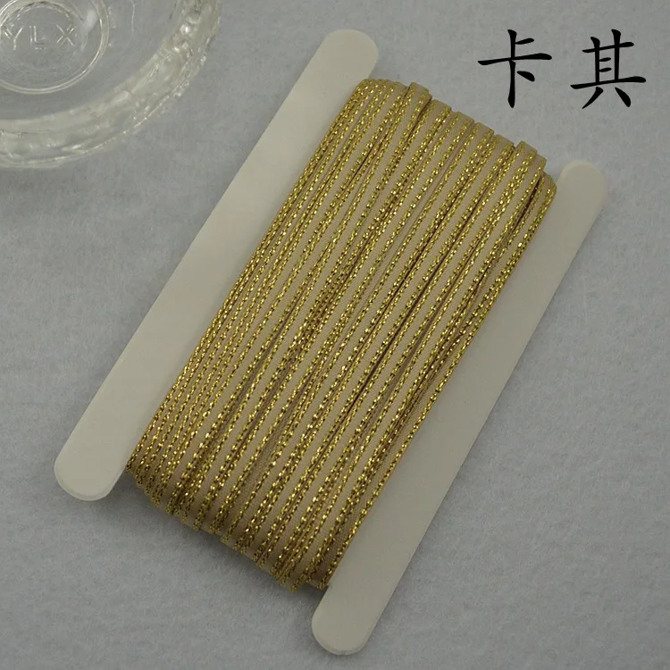 10Meters Gold Edge Satin Ribbon Lace DIY Jewelry Decorative Accessories Key Bag Bookmark Rope Gift Tie Hair Braided Ribbon 3mm