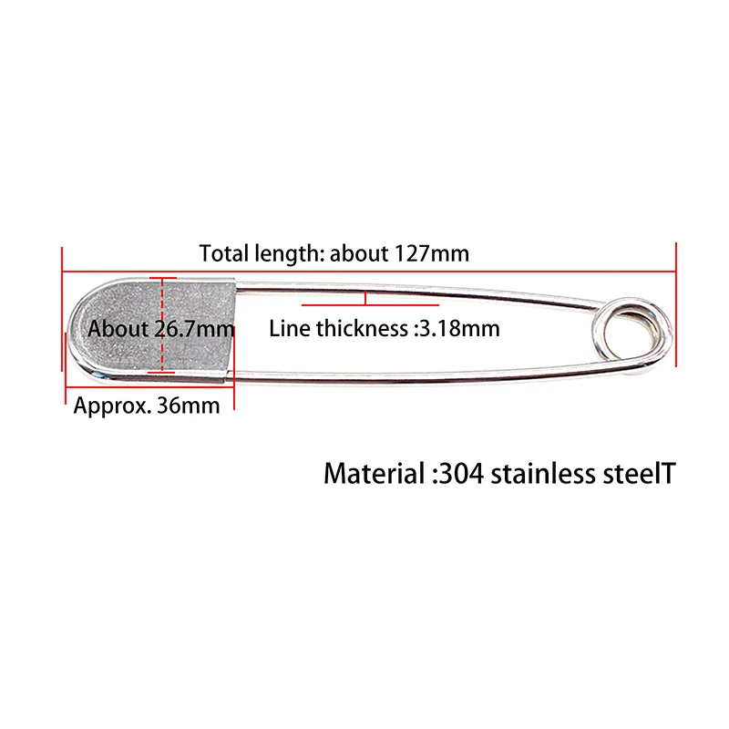 12.7cm Stainless Steel Wrapped Safety Pins Laundry Large Button Pins Large Pins Safety Pin Diy Sewing Tools Accessory