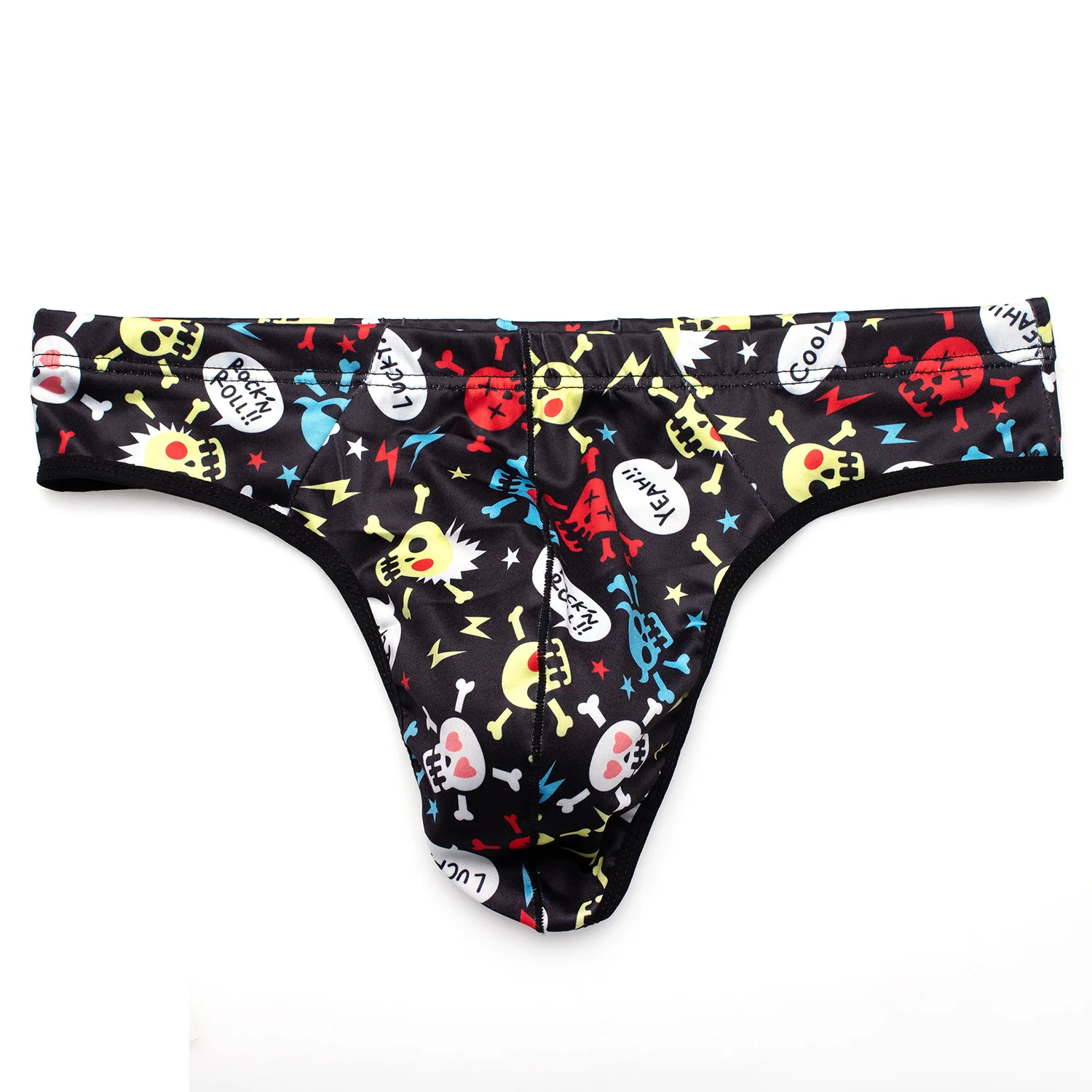 Men\'s Panties Sexy Skull Briefs Underpants String Thong Bottoms Low-Waist Printing Jockstrap Sexy Breathable Comfort Underwear