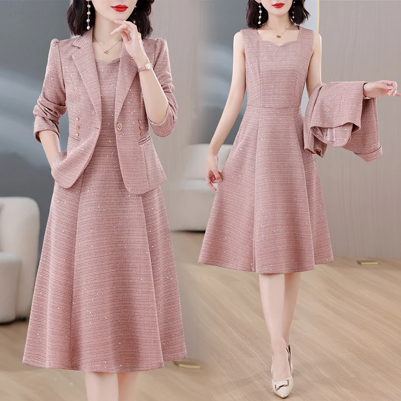 

2024 Summer New Cotton and Hemp Retro Fashion Suit Set for Women Commuting Long Sleeve Suit Coat Long Skirt Two Piece Set