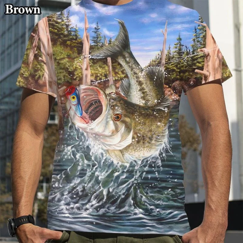 

Men Fishing Enthusiasts Slim T Shirt Carp Graphic Personality 3d Short Sleeve T Shirt