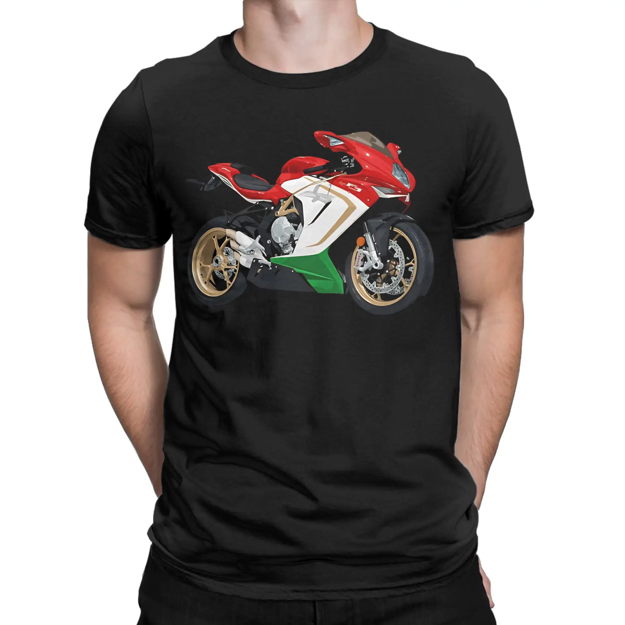 Triple Cylinder Power Funny 100% Cotton T-Shirt MV Agusta Tees Tops For Men