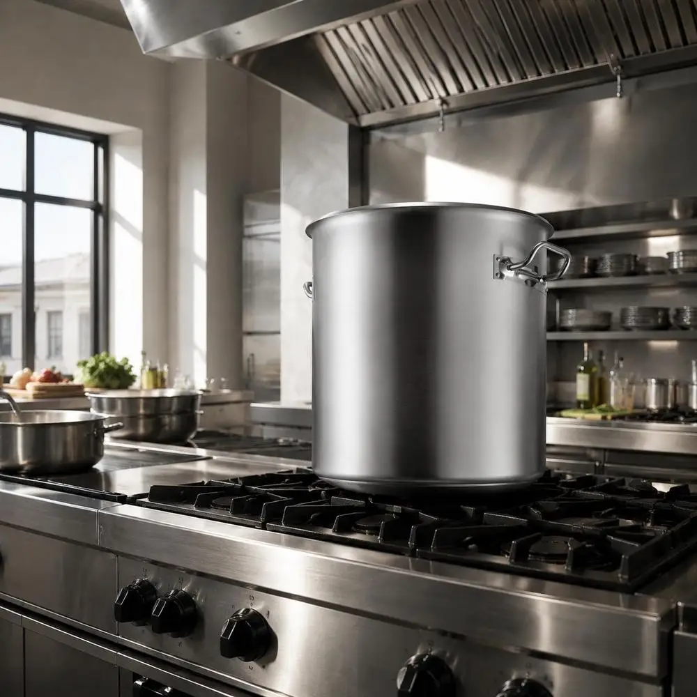 Grand faitout en acier inoxydable de 15 cm avec couvercle et poignées robustes, fond composite, finition sablée, grande capacité de 50,1 L, ustensile de cuisson polyvalent, faitout à sauce pour la restauration et les événements collectifs