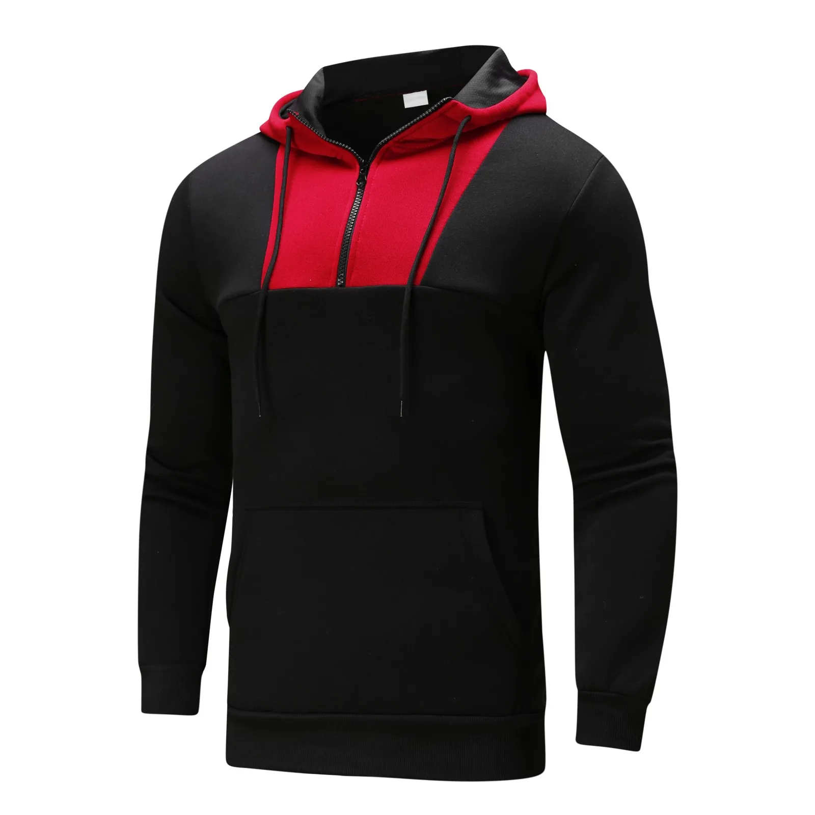 

Men Hoodie Sweatshirt Winter Sports Sweater Top Leisure Neckline Zipper Color Block Sweater Hooded Long Sleeve Tops Tracksuit