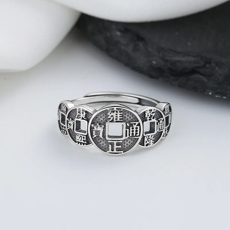 

Новые китайские национальные личности, медные деньги, стиль, стерлинговое серебро 925, модные ювелирные изделия, темпераментные женские открывающиеся кольца R356
