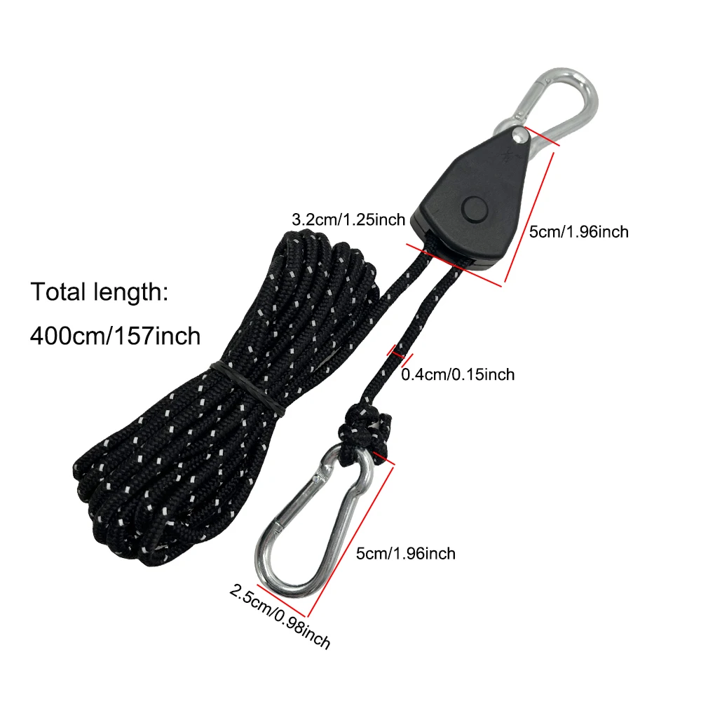 6Pcs 4mm Camping Tent Tie Down Rope Tightener Fastening Wind Rope Buckle Pulley Ratchet Hangers Awning Rope Hook Tie Down Strap