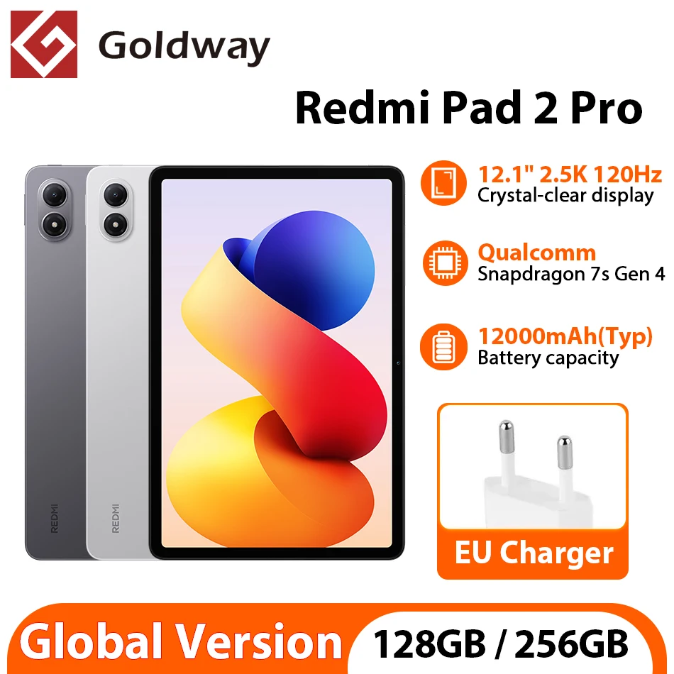 GLOBAL VERSION XIAOMI REDMI PAD 2 PRO SNAPDRAGON 7S GEN 4 12.1"2.5K 120HZ شاشة 8MP كاميرا 12000MAH بطارية MI WIFI TABLET PC (باللغة الإنجليزية)