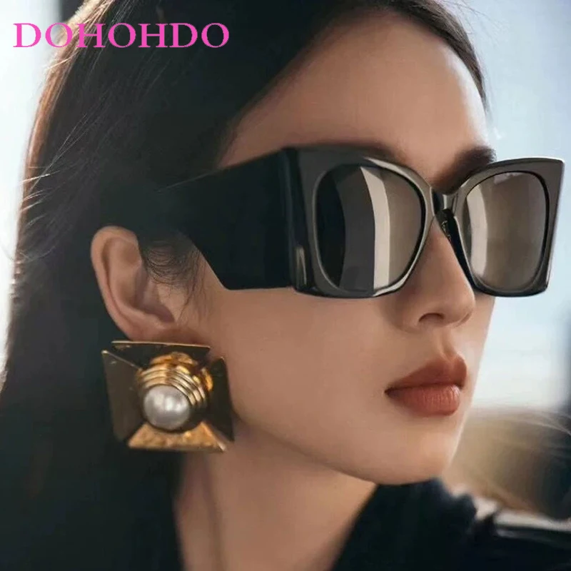 

DOHOHDO Oversized Brand Designer Sunglasses Women New Vintage Cat Eye Sun Glasses Female Black Gradient Glasses Men Oculos UV400