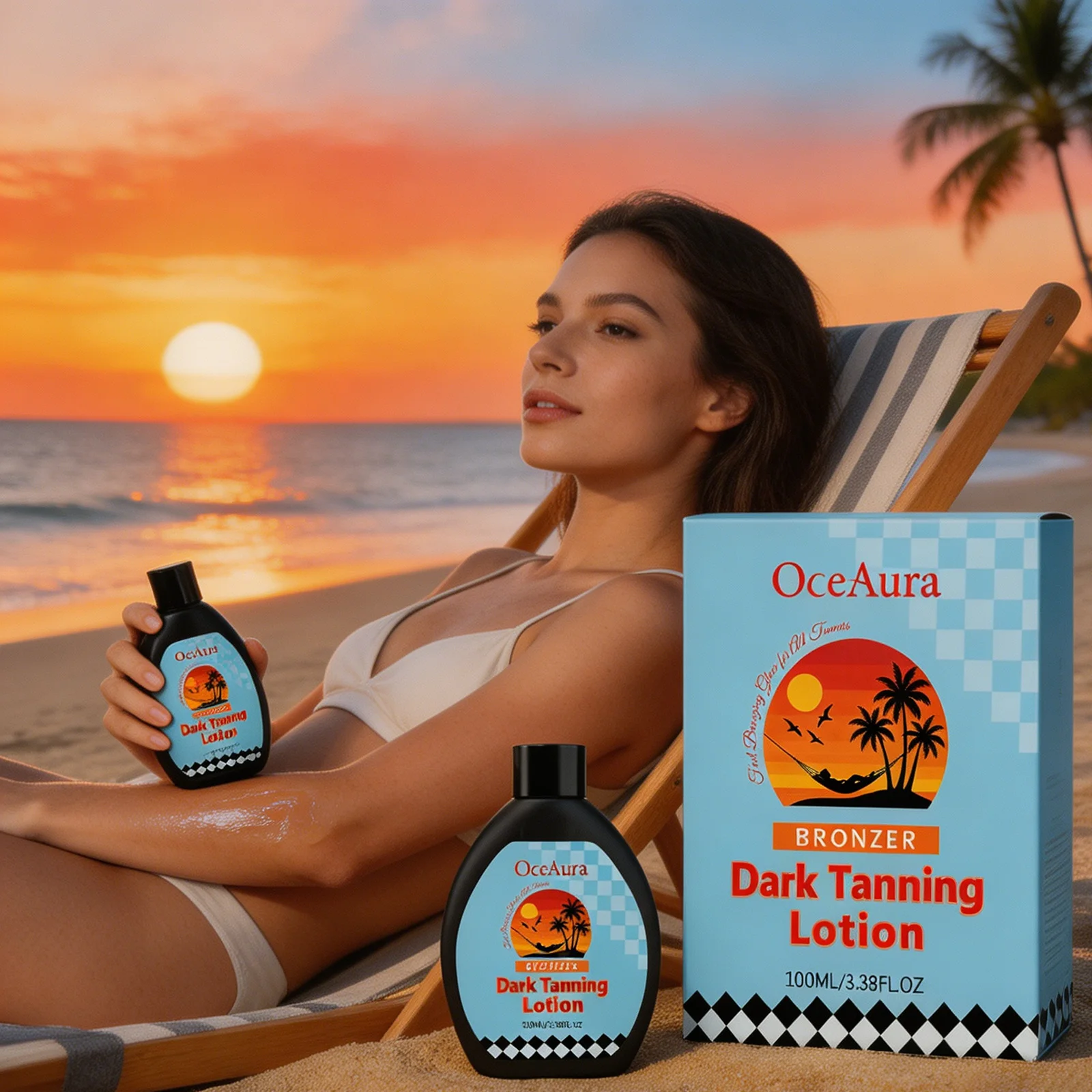 OceAura Tanning Lotion Summer Outdoor Long Lasting Bronzer Dark Natural Glow Without Sun Even Skin Tone Body Self-Tanning Cream