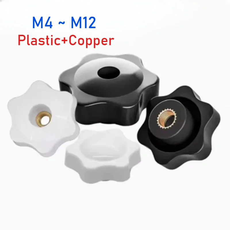 

M4 M5 M6 M8 M10 M12 Black White Hand Tighten Nuts Through Hole/Blind Hole Plum Handle Nut Star Handle Plastic Heat-resistant