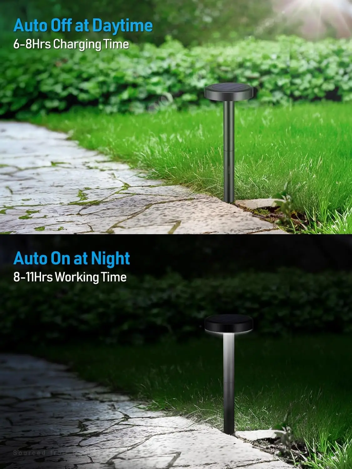 2CCT Solar Landscape Pathway Lights Outdoor Lights for Garden, Sidewalk, 2700K Soft White /4000K Cool White, Pack of 6