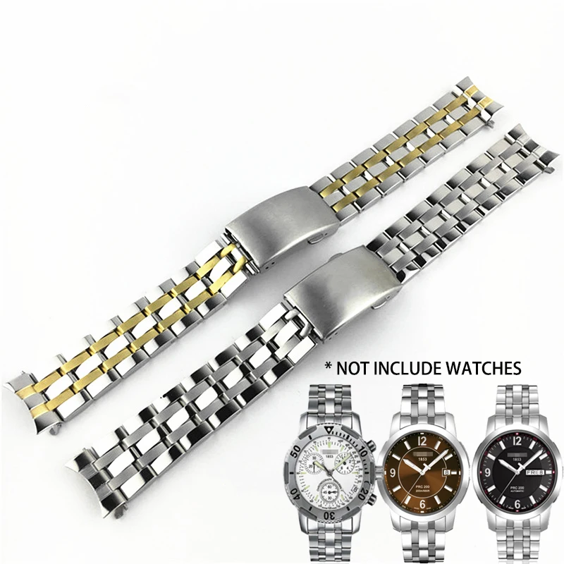 

For 1853 PRC200 T17 T461 T055 T014 Watch Band 19 20mm Stainless Steel Wristband Bracelet Butterfly Clasp Strap Watch Accessories