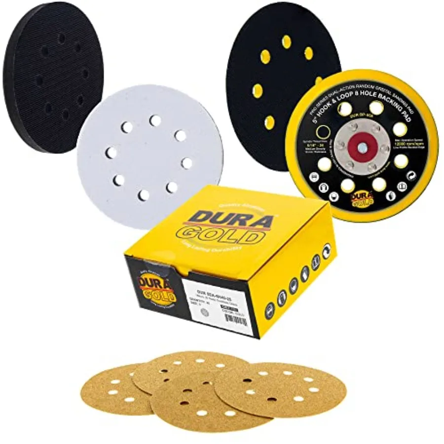 

5" Sanding Discs - 40 Grit Hook and Loop DA Backing Plate and Soft Density Interface Pad