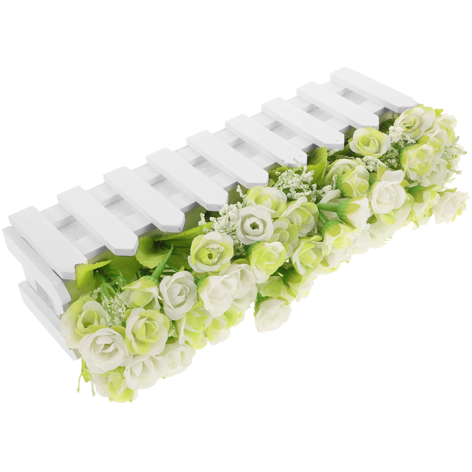 

Artificial Flower Plant 30CM White Fence Design Rose Decor Wedding Artificial Rose Centerpiece Home Office nament