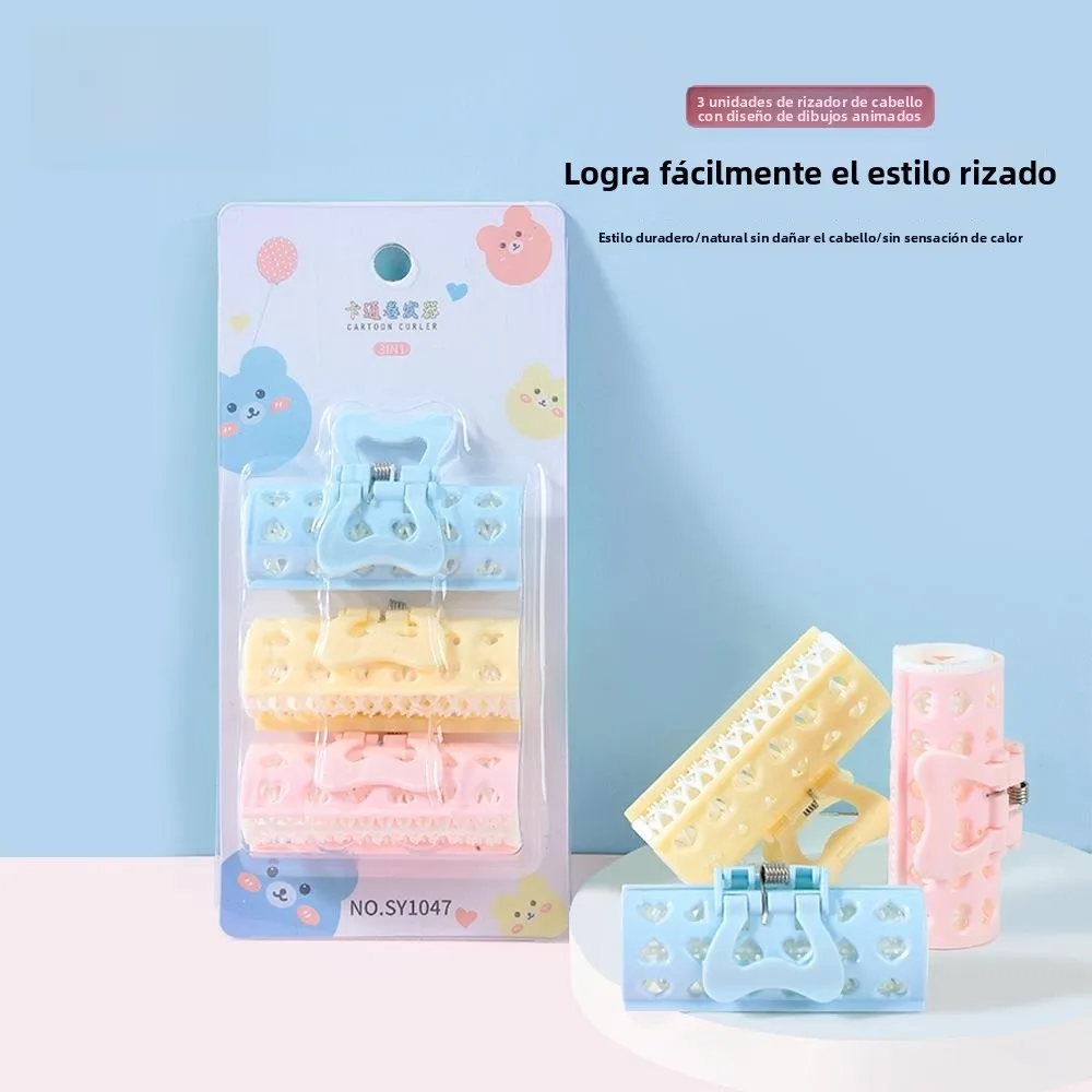 Lameila - Juego de 3 rizadores de pelo con forma de corazón, pinzas para rizar el pelo y peinar flequillos, SY1047