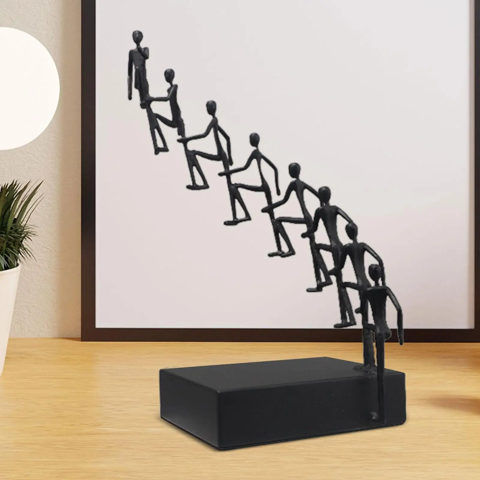 Art Statue Crafts Metal Abstract Sculpture Modern Minimalist Abstract Cast Iron Rising Step By Step Figure for Office Bookshelf