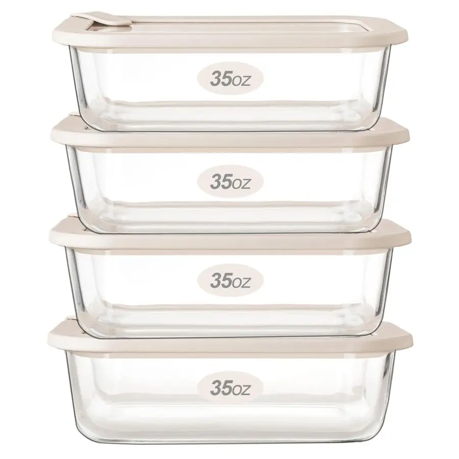 

Glass Food Storage Containers with Glass Lids, Microwave Safe Food Container Set, Airtight Food Container Set, LeakProof, 100 Pl