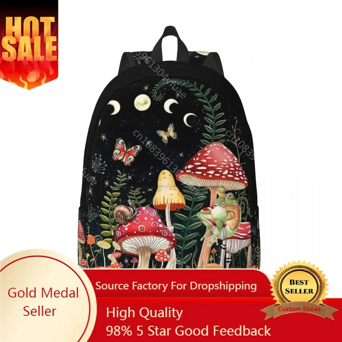 

Mushroom Printing Backpack Boy Girl Frog Animal Gifts Soft Backpacks Polyester Casual High School Bags Trekking Design Rucksack