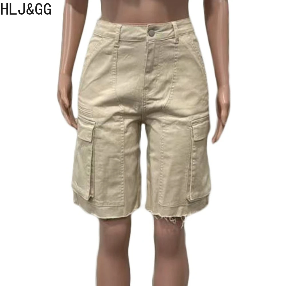HLJ&GG Fashion Camouflage Cargo Jean Shorts Two Piece Set Women Spaghetti Strap Lace Splicing Bodysuits And Denim Shorts Outfits - view 6