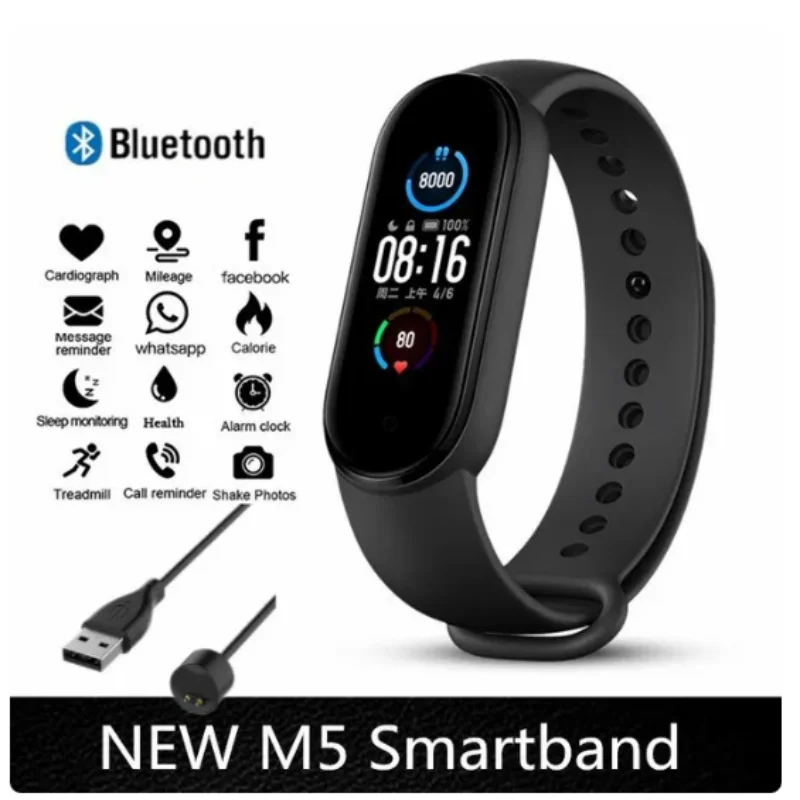 M5 Smart Watch Color Screen Step Counting Multi Sport Mode Message Reminder Photography Music Remote Control Smart Band