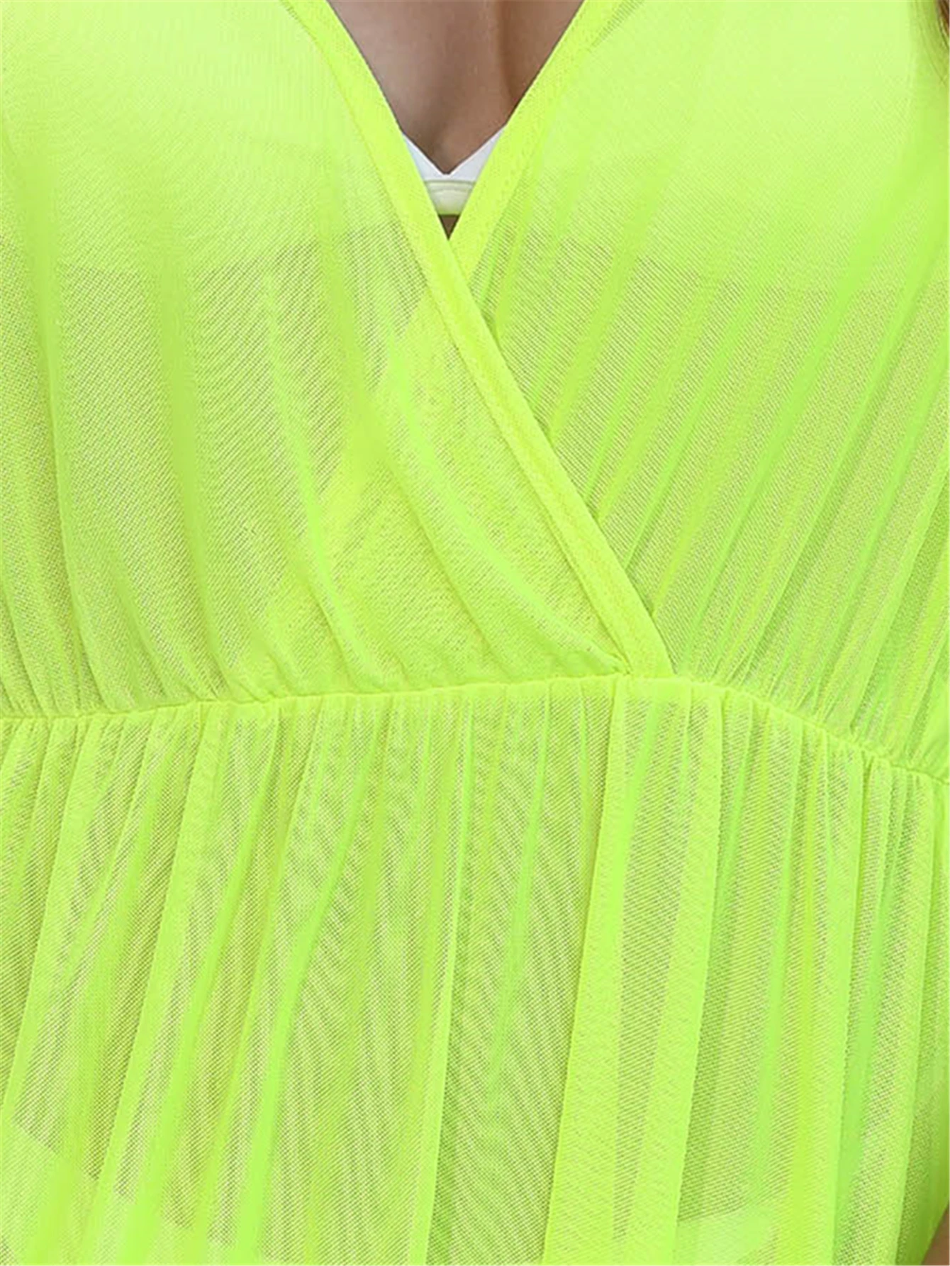 2024 New Yellow Green Beach Cover Ups for Swimwear Women Summer Sarong Swim Wear Short Sleeve Tunicas Mujer Verano on The Sea