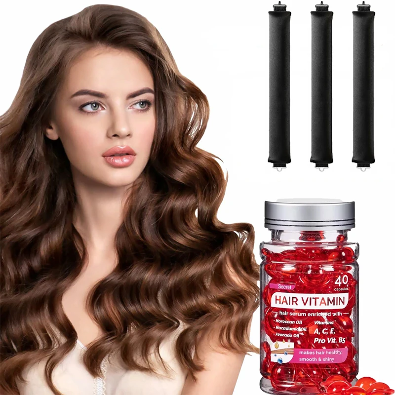 

Morocco Argan Vitamin Oil Hair Roller Set Heatless Curls Essence Repair Damaged Improve Split Hair Vitamin Treatment Products