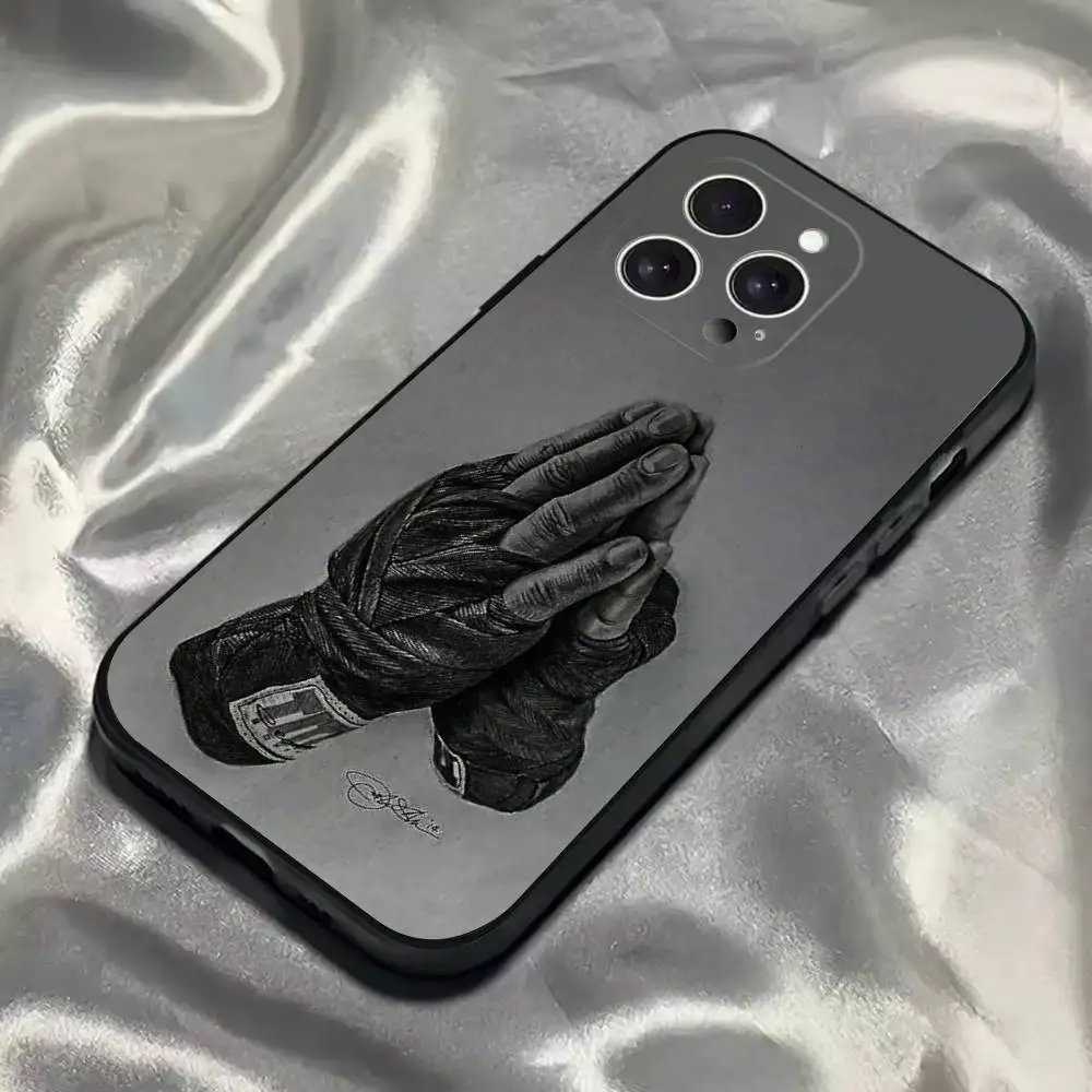 Étui de téléphone avec gants de boxe pour iPhone 16,15,14,13,12,11,Pro,Max,Plus,X,XS,SE4,E,Mini, étui noir souple