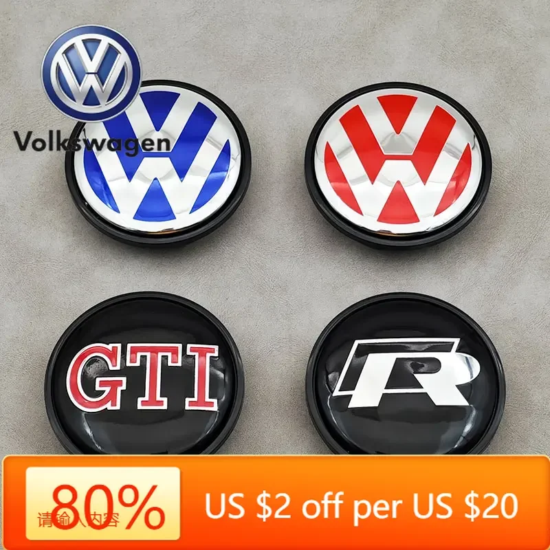 

Горячие эмблемы, 4 шт., 65 мм, красные, синие колпачки для колес автомобиля для Volkswagen VW R GTI Golf 6 Passat CC Magotan Touran Tiguan 3B7601171 Ac