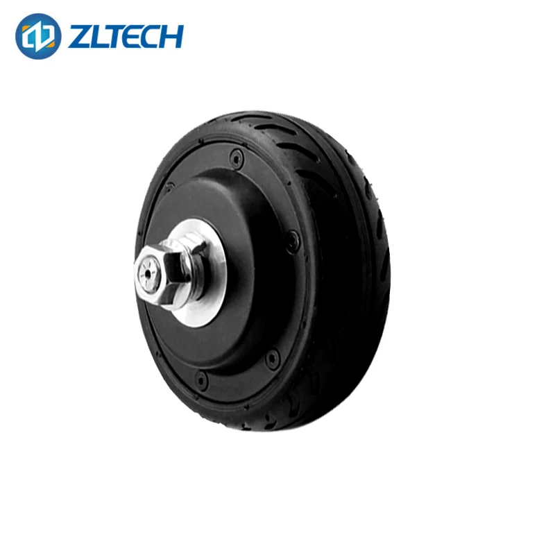 Low Speed 5.5inch 24V 150W 400RPM 60kg Load Gearless Brushless Robot in Wheel DC Servo Hub Drive Motor with Encoder