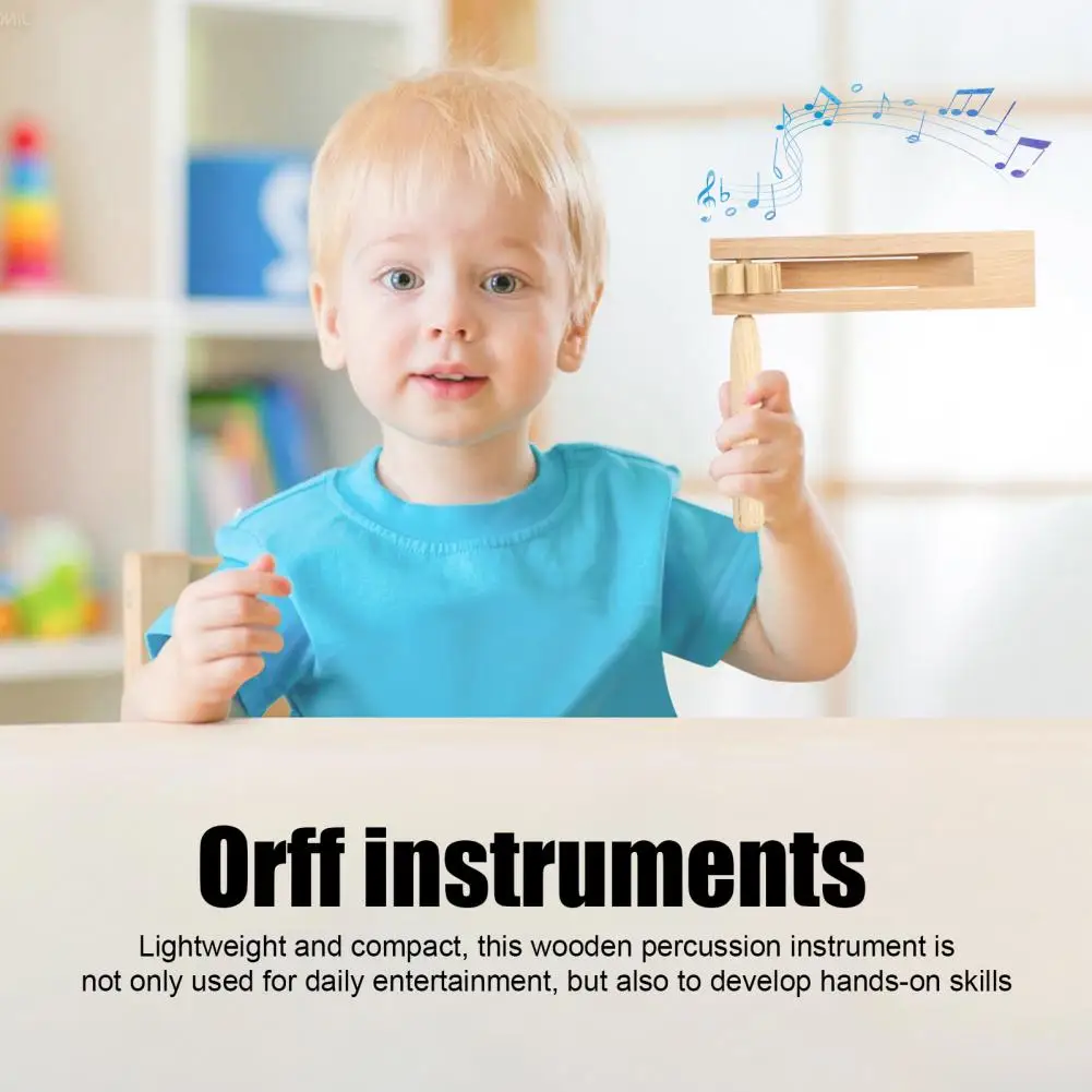 Birch Wooden Ratchet Noise Maker Orff Instruments Hand Rattle Toy For Sports Games Celebrations