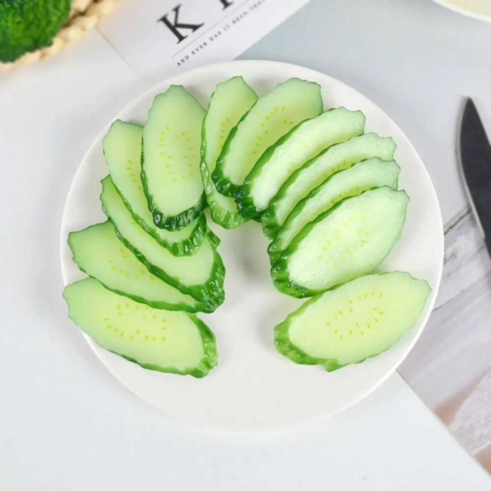 PVC Simulation Cucumber Slices Lifelike Artificial Mini Fake Vegetable Fruit Educational Simulation Cucumber Ornament Preschool