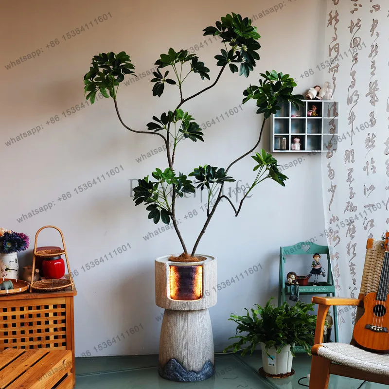 Circulating water fountain light luxury simulation landscaping fake tree bionic green plant decorative ornament