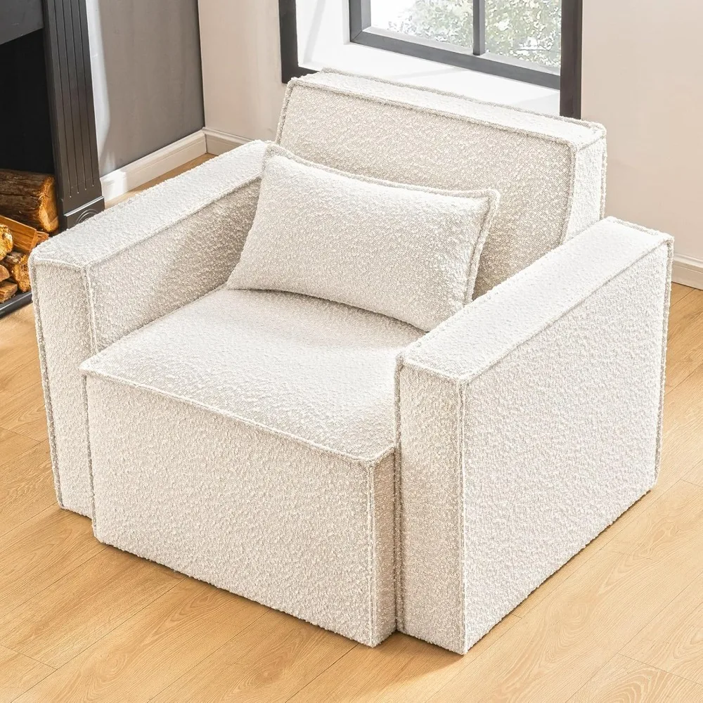 Oversized Accent Chair,Modern Boucle Sofa Chair,High Supportive & Soft Sponges,Comfy Upholstered Armchair Reading Chairs