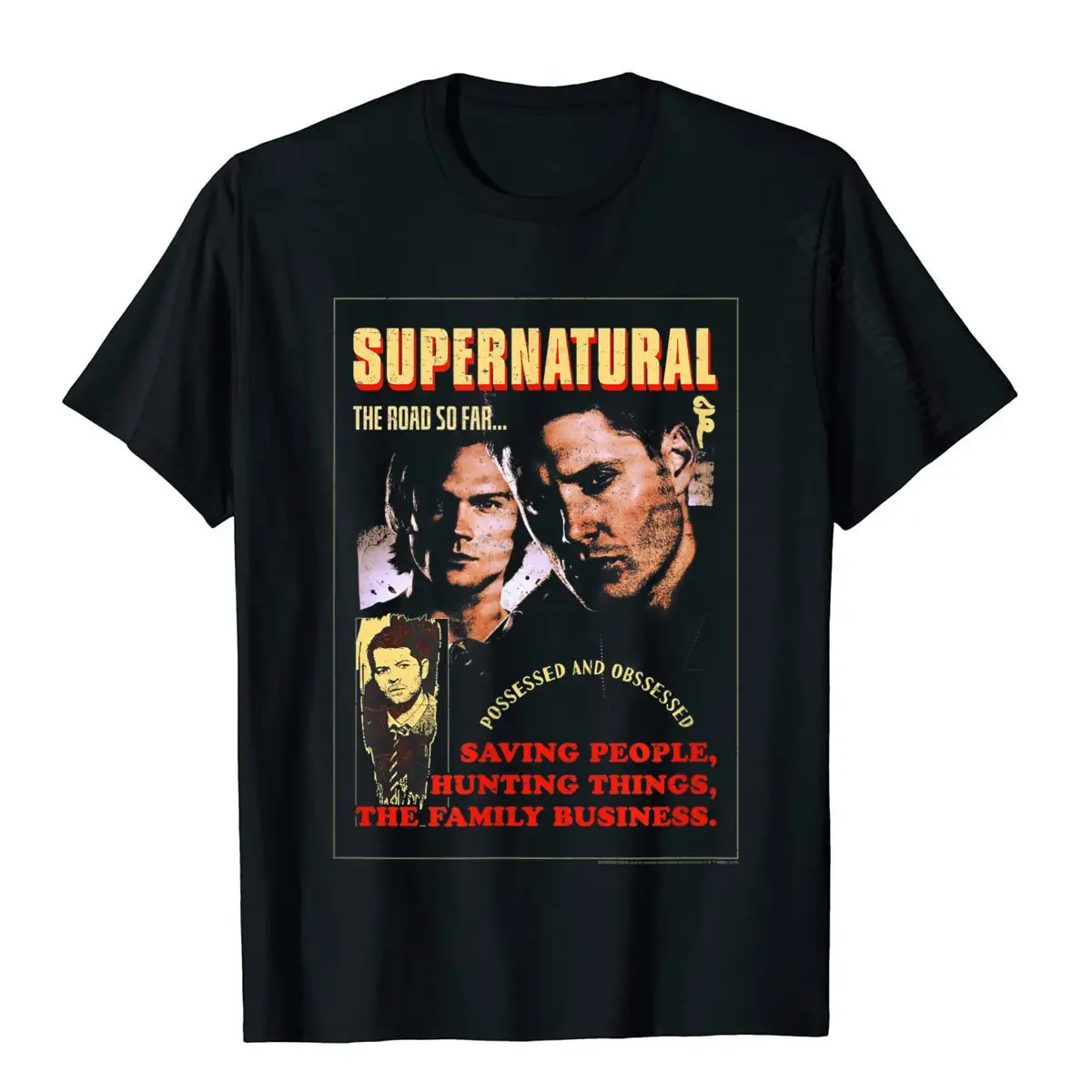 Supernatural Sam Dean The Road So Far Poster T-Shirt Summer T Shirt For Men Plain Cotton T Shirts Casual