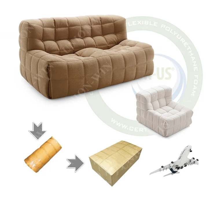 

Beezin Fabric Single Waffle Sofa Machine Modular Chairs Bed Vacuum Foam Set Furniture Cloud Sofa Compression Foam Compressed