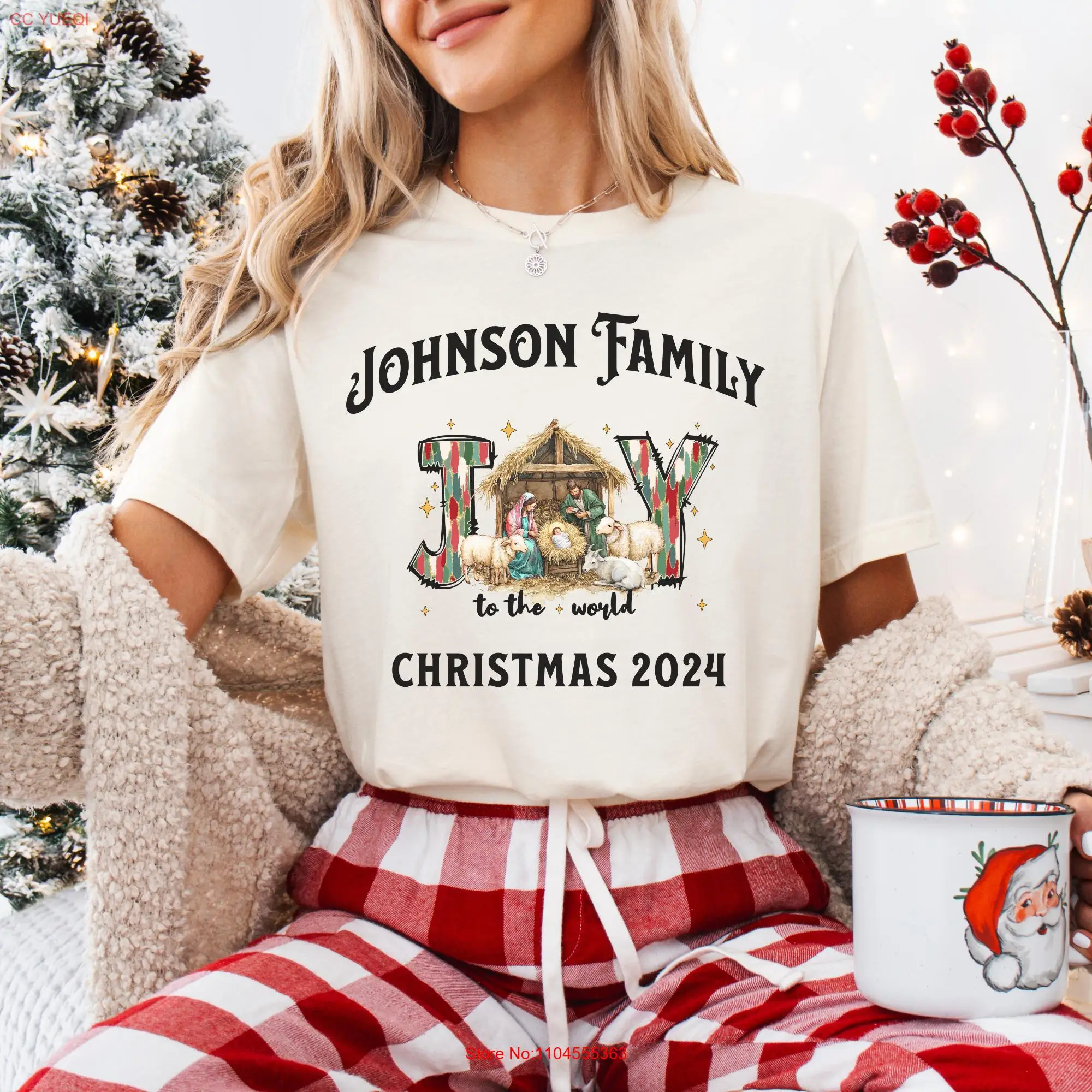 Christian Family Christmas Name Bella Canvas T Shirt Matching Kid Toddler Baby Holiday Joy to the World Nativity Jesus