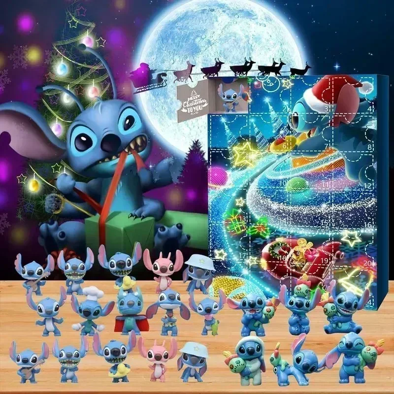 Disney Advent Calendar Surprise Blind Box Cartoon Stitch/mocky Mouse Anime Fiugre Caja Ciega Mystery Box Guess Bag Christmas Toy