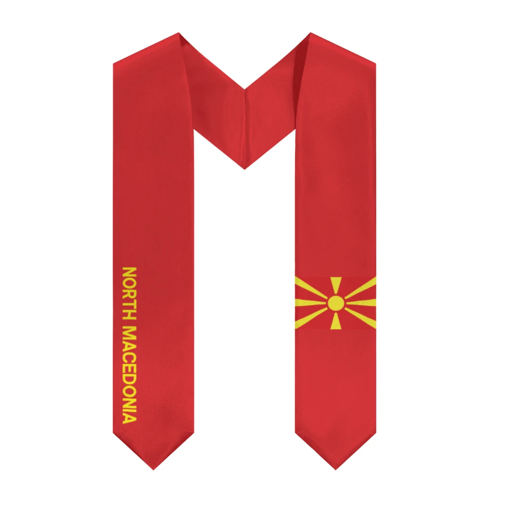 

More design Graduation shawl North Macedonia & United States Flag Stole Sash Honor Study Aboard International Students