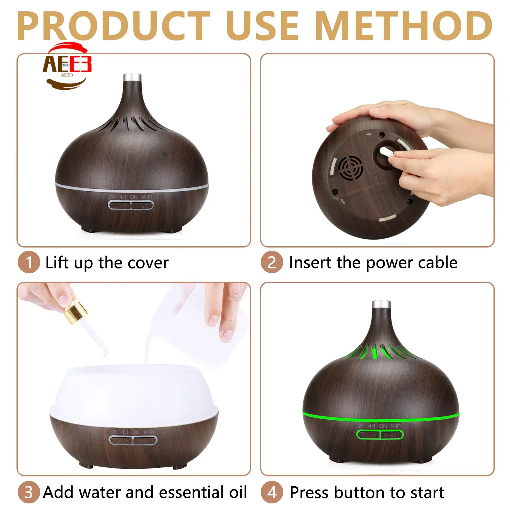 

AEE3-Smart Wi-Fi увлажнитель воздуха диффузор эфирного масла работает с Alexa и Google