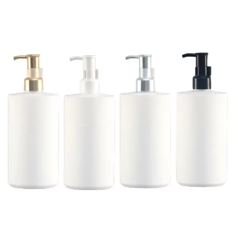 

10Pcs Lotion Bottle Pump Packaging White Plastic Bring Card Buckle 300ml 500ml Flat Shoulder PET Refillable Shampoo Bottles