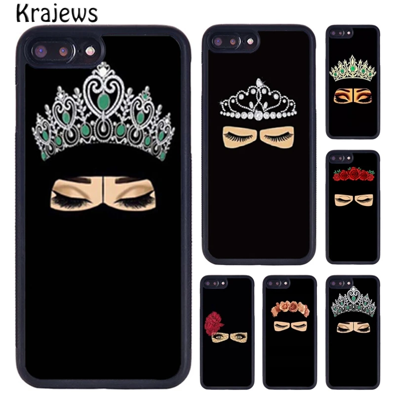 Krajews Arabic Muslim Islamic Girl Eyes Phone Case For iPhone 16 15 14 XR XS 11 12 mini 13 Pro MAX Plus cover coque