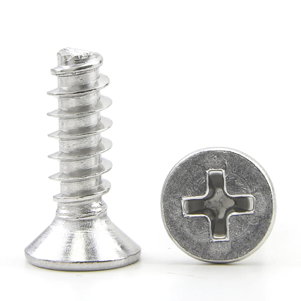 Cross Recessed Flat Tail Countersunk Self-tapping Screw 304 Stainless Steel  M1 M2 M2.6 M3 M4 M5 M6 CSK Phillips Tapping Screws