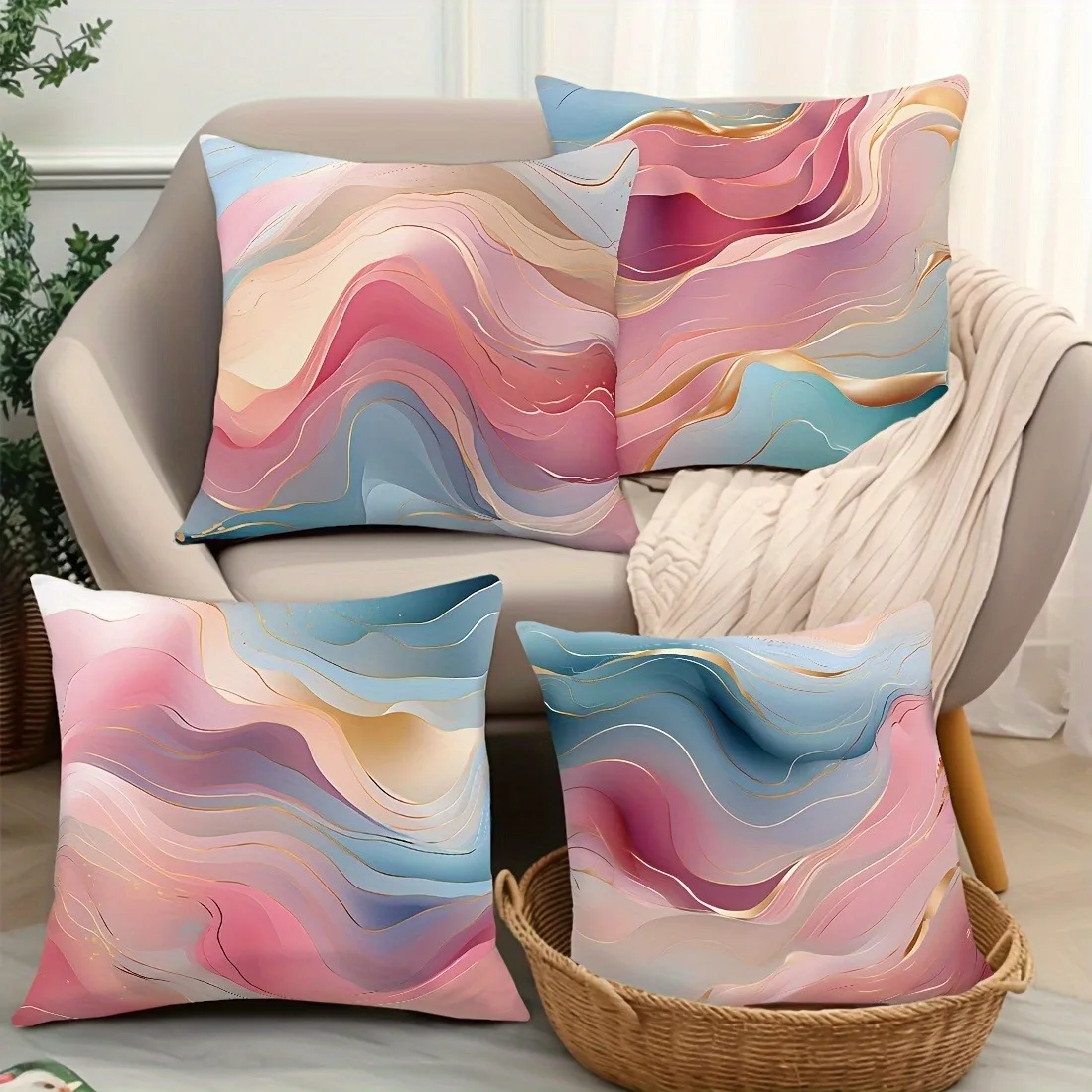 

Home decoration ribbon gold thread decorative pillowcase, ultra-soft polyester material living room sofa back car pillowcase