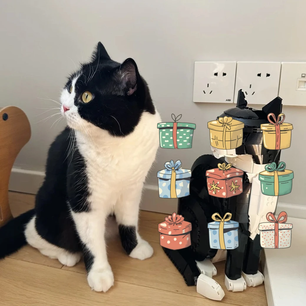 Ideen Bausteine-Set, Heimdekoration, Katzen-Geschenk für Tierliebhaber, Katzengeschenke,