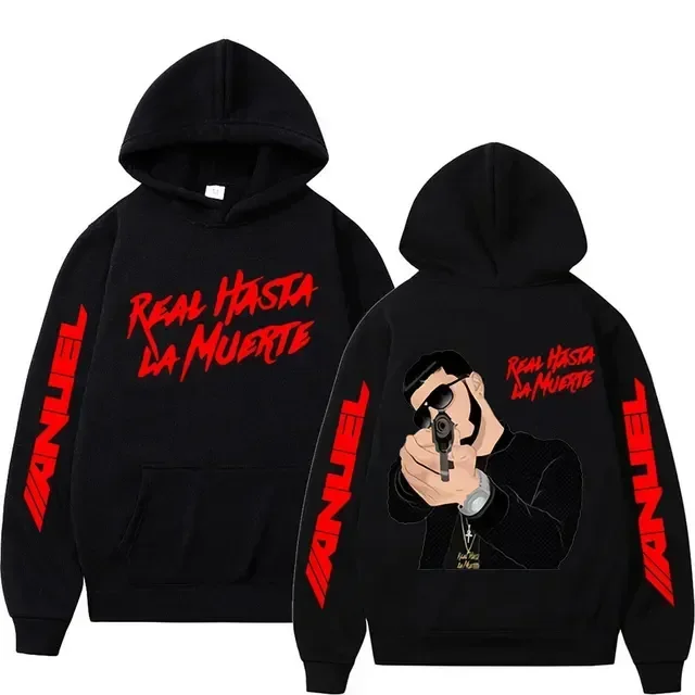 Rapper Anuel AA Real Hasta La Muerte Print Oversized Hoodie Men Women Fashion Pullover Hooded Sweatshirt Fleece Loose Streetwear