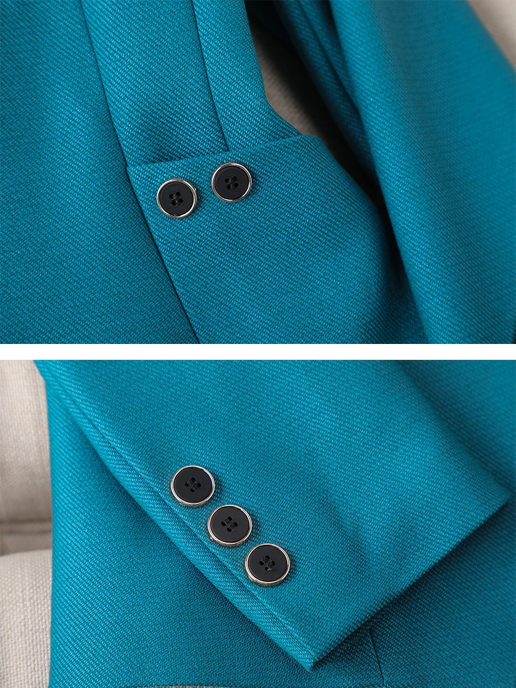 Blue Black Green Purple Ladies Blazer Women Female Single Button Full Sleeve Business Work Wear Formal Jacket For Autumn Winter