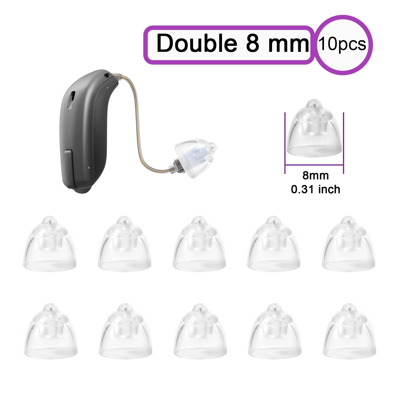 

10 шт. - Запасные купола для слуховых аппаратов Oticon, Minifit Double Vent Domes (6 мм/8 мм/10 мм/12 мм), универсальные купола для слуховых аппаратов Oticon