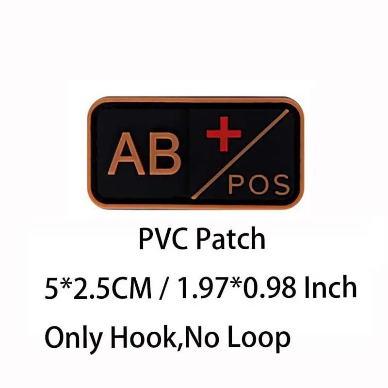 Kleiner Aufnäher mit Haken, PVC-Blutgruppe A B AB O POS NEG-Emblemen, Patches militärische taktische Abzeichen am Rucksack, Outdoor-Ausrüstung
