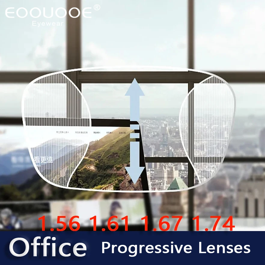 

1.56 1.61 1.67 1.74 Anti-scratch Anti-blue Photochromic Widest Field of View Progressive Multi-focal Lens 1 Pair